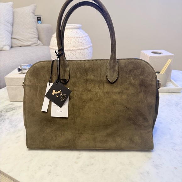 VIRAL CLAUDIA FIRENZE OLIVE GREEN SUEDE LEATHER TOTE SATCHEL BAG NWT - Picture 12 of 15